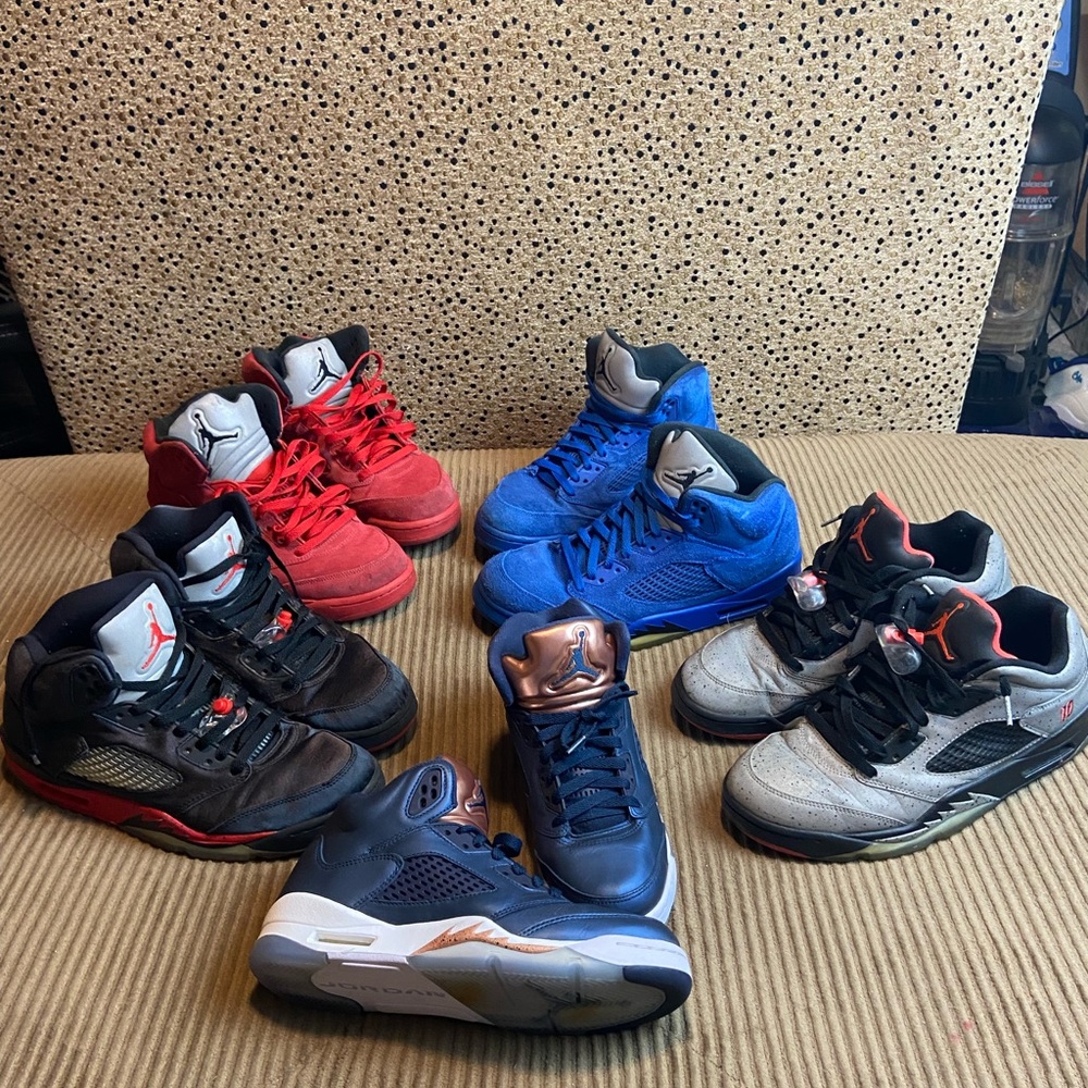 Big Jordan 5 LOT -Red Blue suede Satin Bred Neymar‎